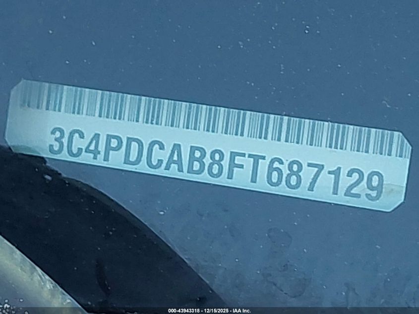 2015 Dodge Journey Se VIN: 3C4PDCAB8FT687129 Lot: 43943318