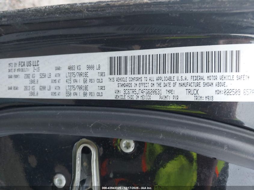 2015 Ram 2500 Slt VIN: 3C6TR5JT4FG620631 Lot: 43943325