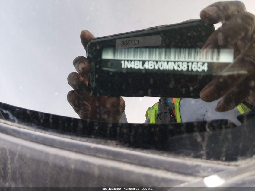 2021 Nissan Altima S Fwd VIN: 1N4BL4BV0MN381654 Lot: 43943361