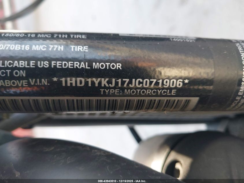 2018 Harley-Davidson Fxfb Fat Bob VIN: 1HD1YKJ17JC071906 Lot: 43943510