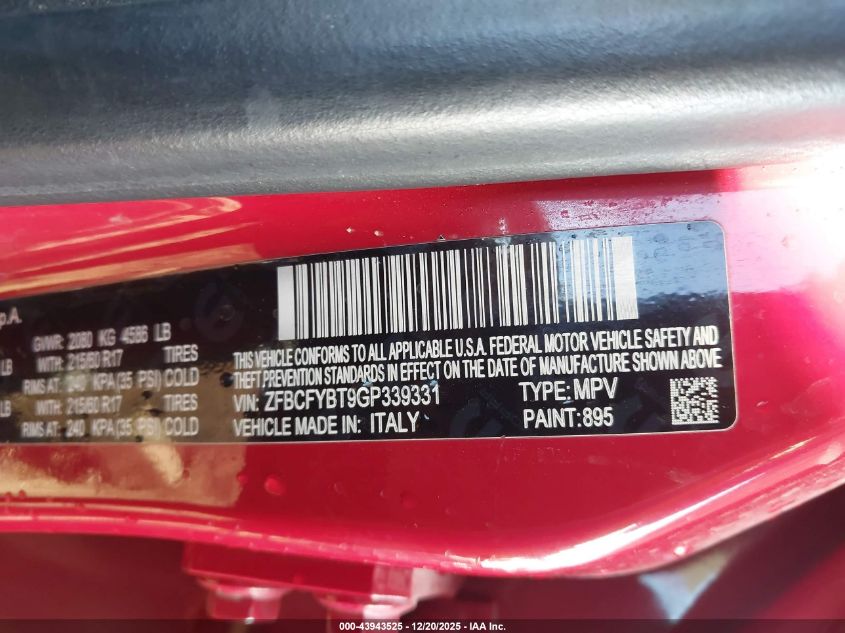 2016 Fiat 500X Easy VIN: ZFBCFYBT9GP339331 Lot: 43943525