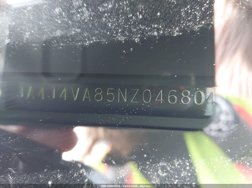 2022 Mitsubishi Outlander Sel VIN: JA4J4VA85NZ046804 Lot: 43943532