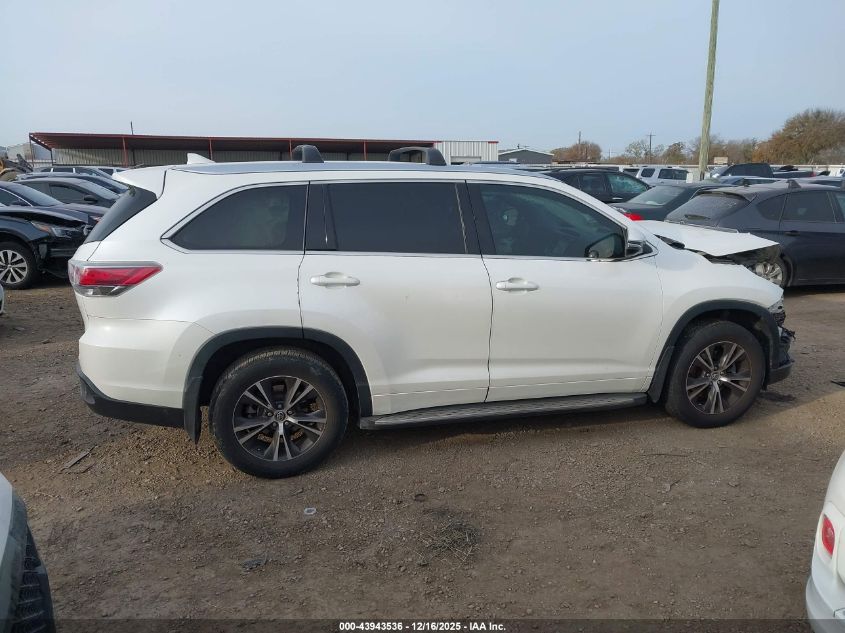 2016 Toyota Highlander Xle V6 VIN: 5TDKKRFH8GS165449 Lot: 43943536