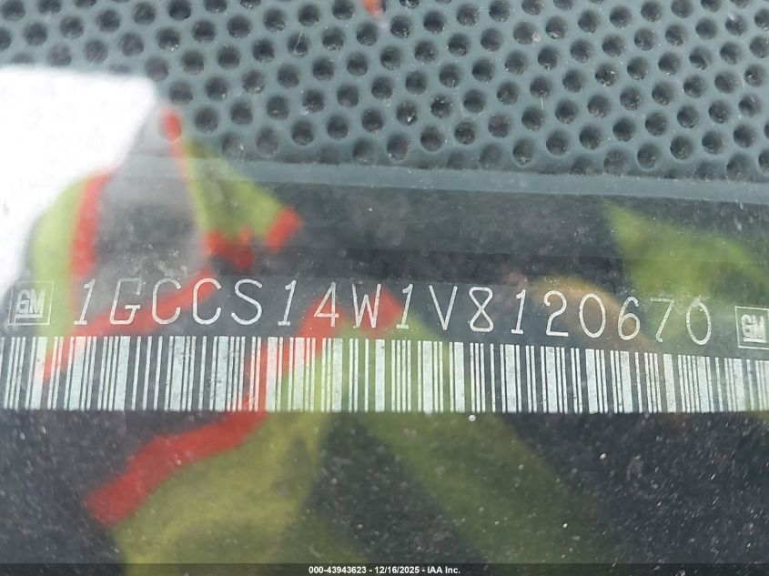 1997 Chevrolet S-10 Ls Fleetside VIN: 1GCCS14W1V8120670 Lot: 43943623