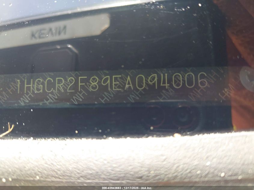 2014 Honda Accord Ex-L VIN: 1HGCR2F89EA094006 Lot: 43943663