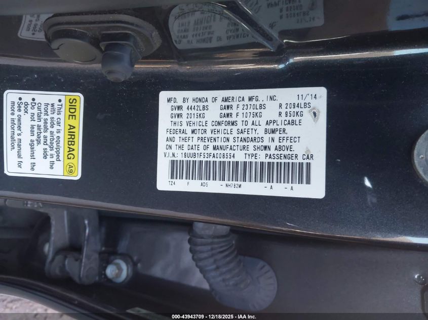 2015 Acura Tlx Tech VIN: 19UUB1F53FA008554 Lot: 43943709