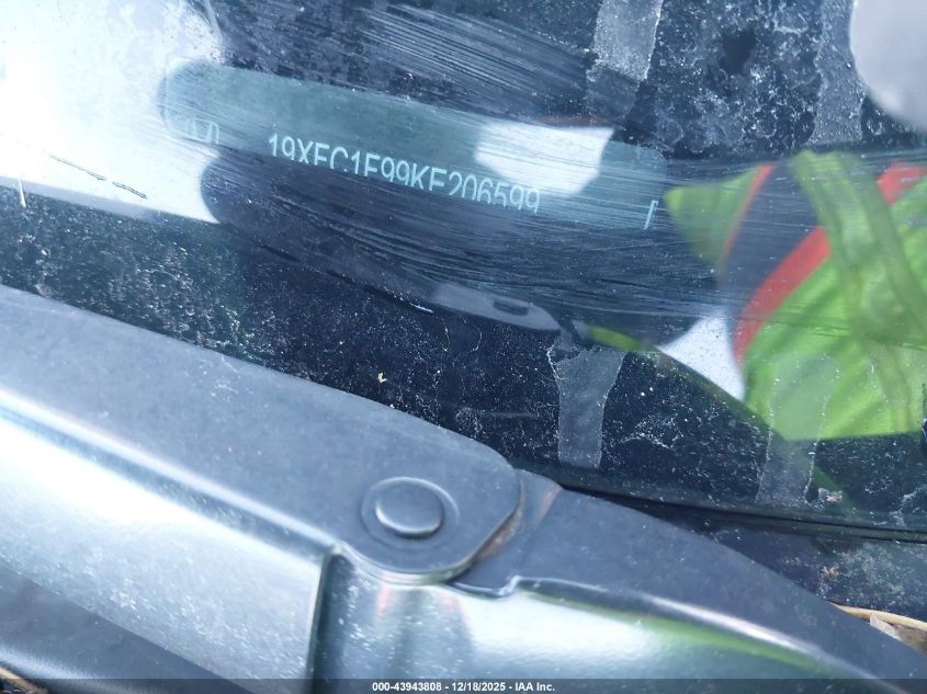 2019 Honda Civic Touring VIN: 19XFC1F99KE206599 Lot: 43943808