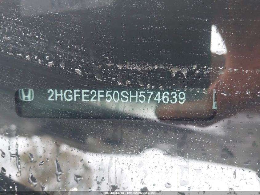 2025 Honda Civic Sport VIN: 2HGFE2F50SH574639 Lot: 43943918