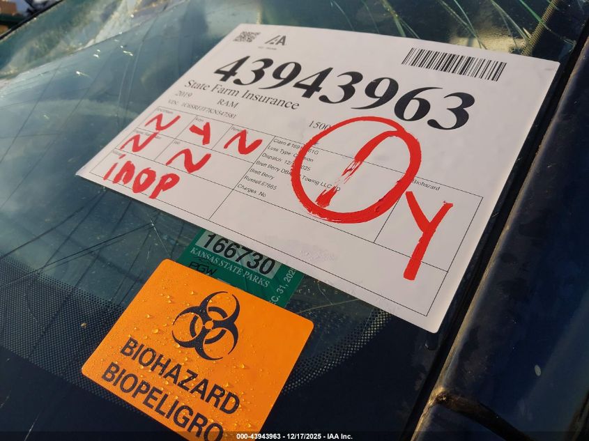 2019 Ram 1500 Laramie 4X4 5'7 Box VIN: 1C6SRFJT7KN547581 Lot: 43943963