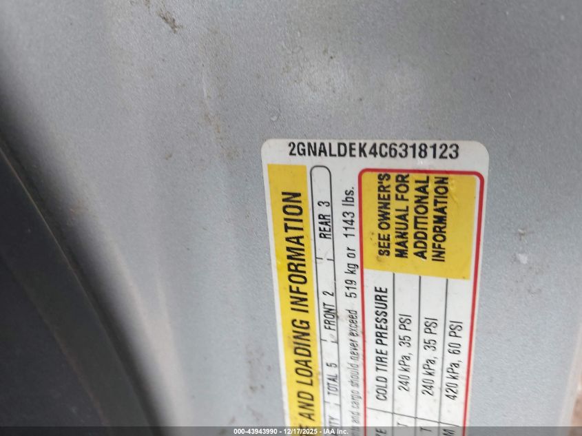 2012 Chevrolet Equinox 1Lt VIN: 2GNALDEK4C6318123 Lot: 43943990