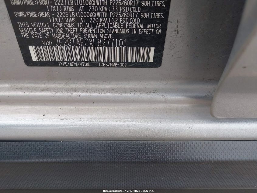 2020 Subaru Crosstrek Premium VIN: JF2GTAECXL8277101 Lot: 43944026