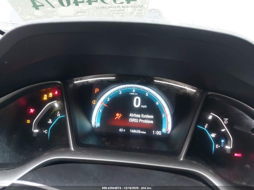 2017 Honda Civic Ex-T VIN: 19XFC1F38HE205643 Lot: 43944074