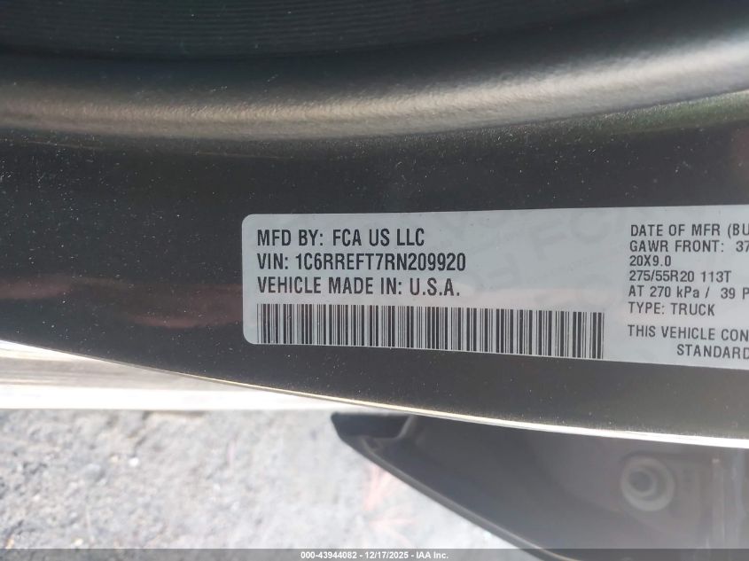 2024 Ram 1500 Big Horn 4X2 5'7 Box VIN: 1C6RREFT7RN209920 Lot: 43944082