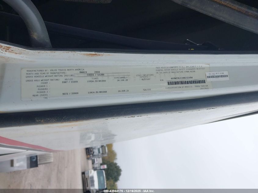 2019 Volvo Vnr VIN: 4V4WC9EH1KN192494 Lot: 43944176