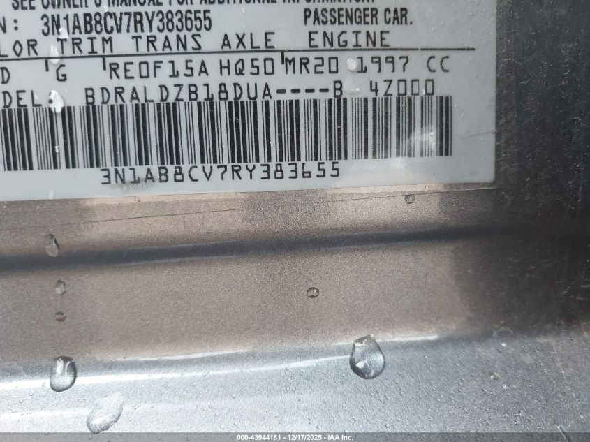 2024 Nissan Sentra Sv Xtronic Cvt VIN: 3N1AB8CV7RY383655 Lot: 43944181