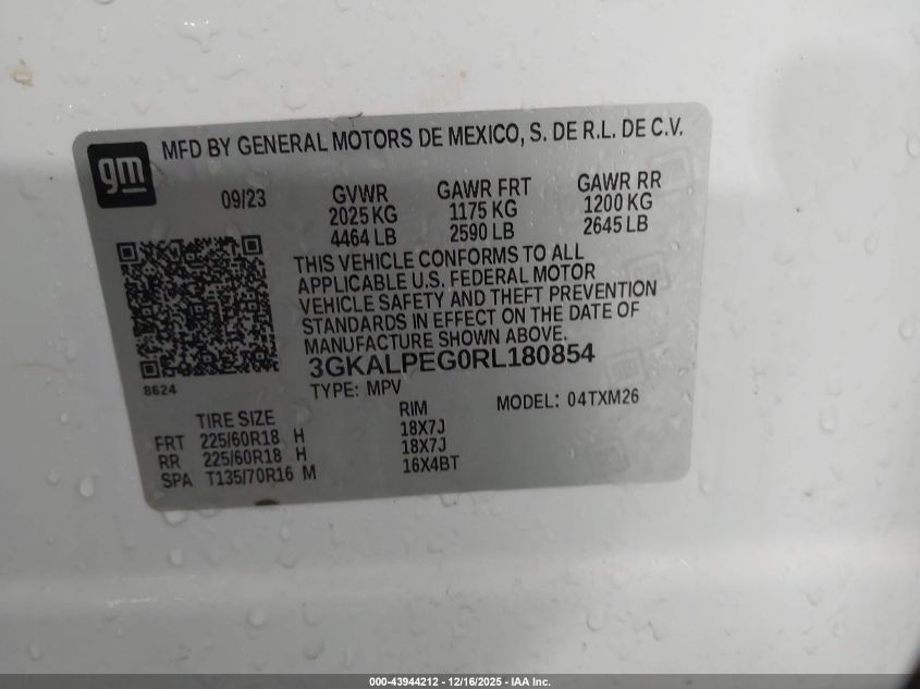 2024 GMC Terrain Fwd Slt VIN: 3GKALPEG0RL180854 Lot: 43944212