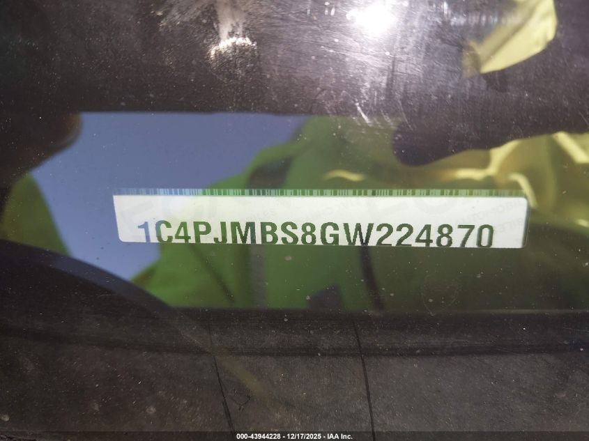 2016 Jeep Cherokee Trailhawk VIN: 1C4PJMBS8GW224870 Lot: 43944228