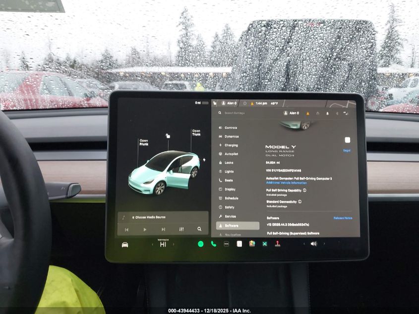 2021 Tesla Model Y Long Range Dual Motor All-Wheel Drive VIN: 5YJYGAEE0MF214146 Lot: 43944433