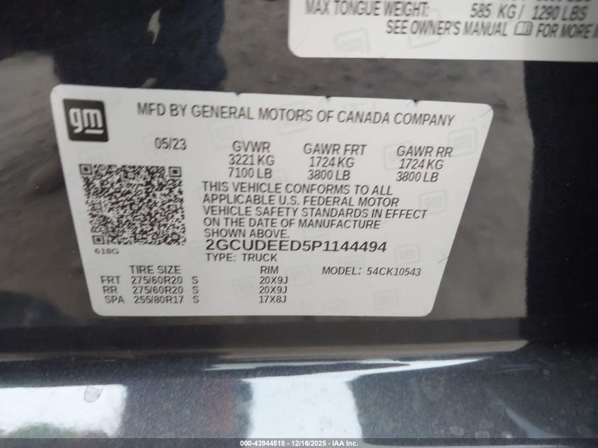 2023 Chevrolet Silverado 1500 4Wd Short Bed Rst VIN: 2GCUDEED5P1144494 Lot: 43944518