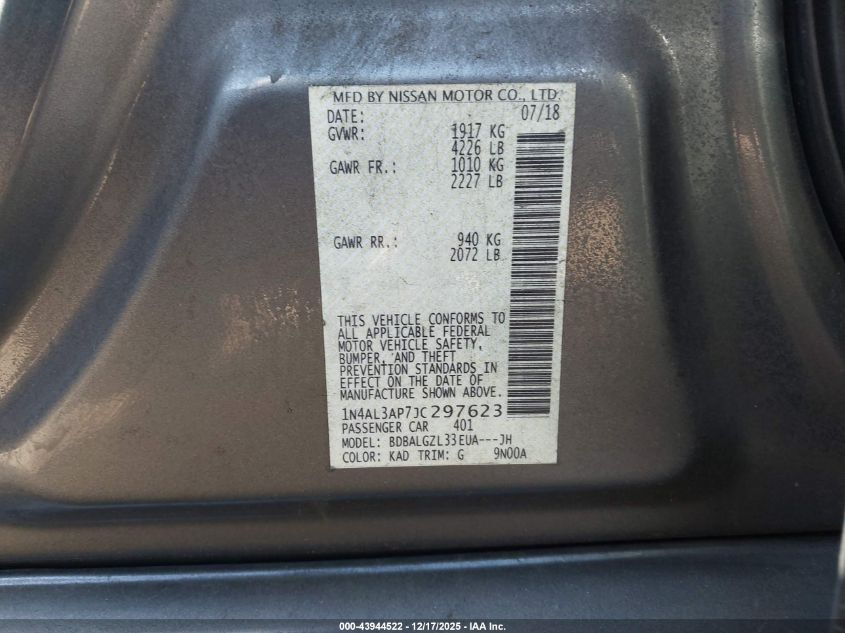 2018 Nissan Altima 2.5 S VIN: 1N4AL3AP7JC297623 Lot: 43944522