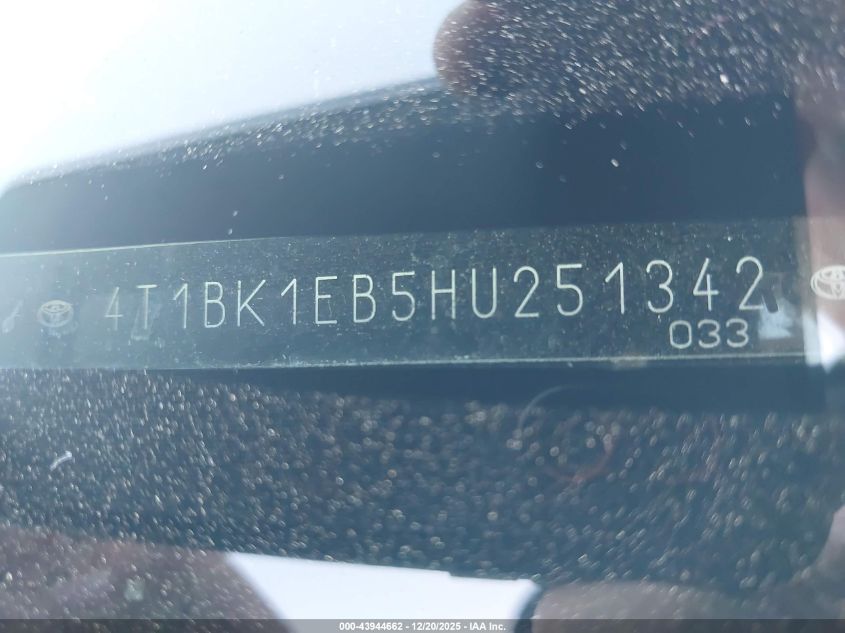 2017 Toyota Avalon Xle Premium VIN: 4T1BK1EB5HU251342 Lot: 43944662
