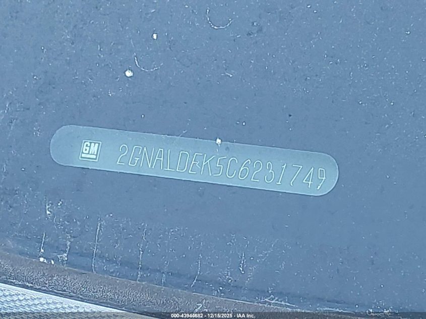 2012 Chevrolet Equinox 1Lt VIN: 2GNALDEK5C6231749 Lot: 43944682