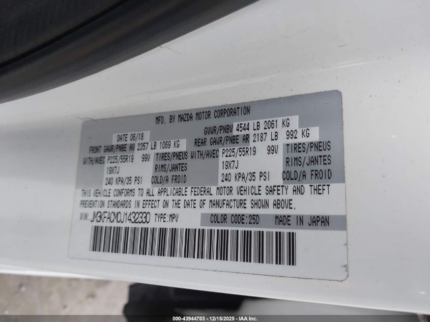 2018 Mazda Cx-5 Touring VIN: JM3KFACM0J1432330 Lot: 43944703