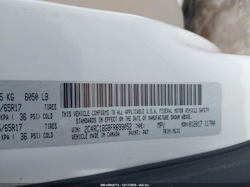 2015 Chrysler Town & Country Touring VIN: 2C4RC1BG8FR699052 Lot: 43944712