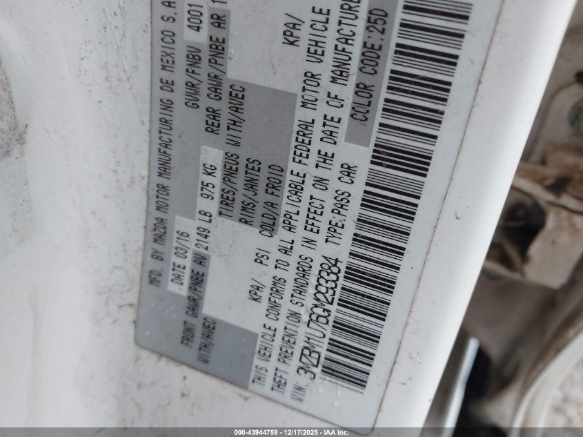 2016 Mazda Mazda3 I Sport VIN: 3MZBM1U76GM293384 Lot: 43944759