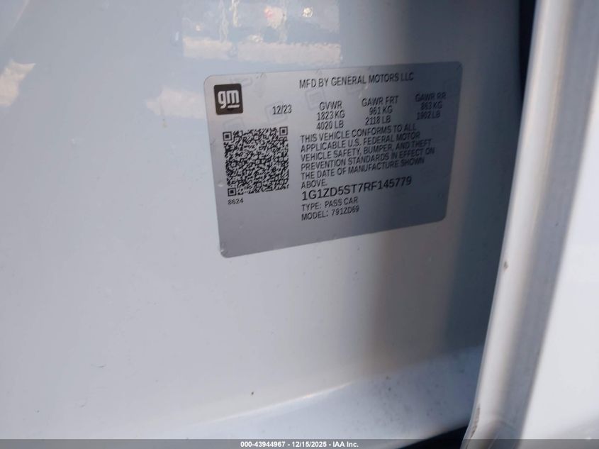 2024 Chevrolet Malibu Fwd 1Lt VIN: 1G1ZD5ST7RF145779 Lot: 43944967