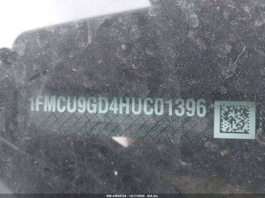 2017 Ford Escape Se VIN: 1FMCU9GD4HUC01396 Lot: 43945124