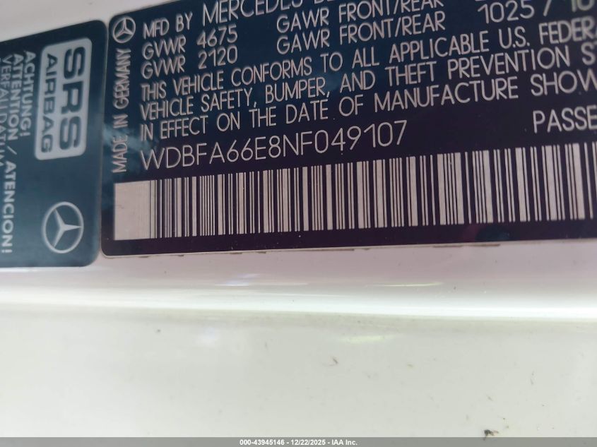 1992 Mercedes-Benz 500 Sl VIN: WDBFA66E8NF049107 Lot: 43945146