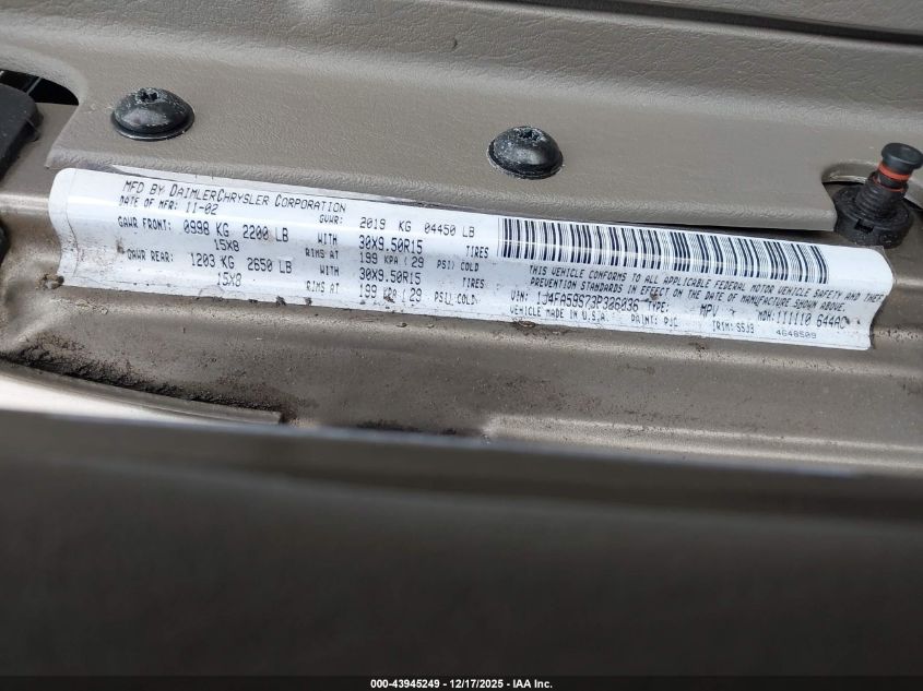 2003 Jeep Wrangler Sahara VIN: 1J4FA59S73P326036 Lot: 43945249