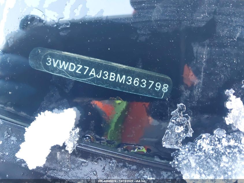 2011 Volkswagen Jetta 2.5L Se VIN: 3VWDZ7AJ3BM363798 Lot: 43945274