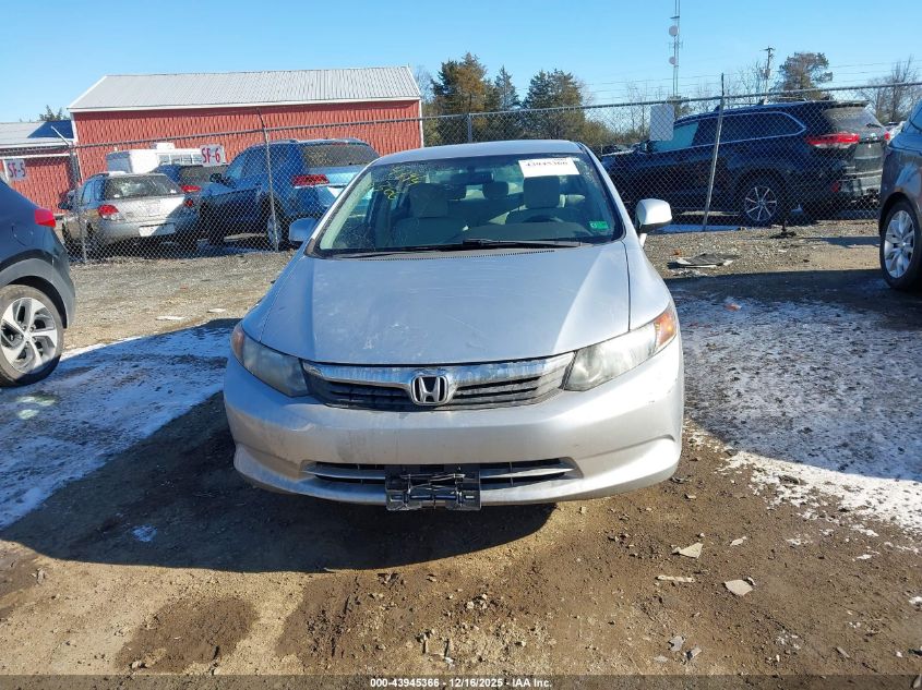 2012 Honda Civic Lx VIN: 19XFB2F55CE077834 Lot: 43945366