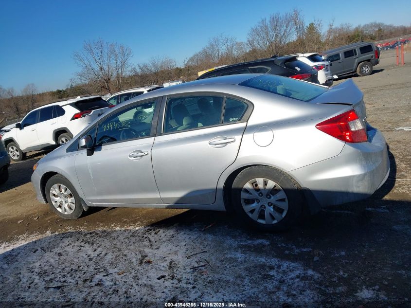 2012 Honda Civic Lx VIN: 19XFB2F55CE077834 Lot: 43945366