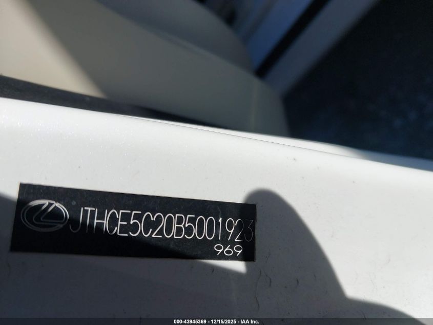 2011 Lexus Is 350 VIN: JTHCE5C20B5001923 Lot: 43945369