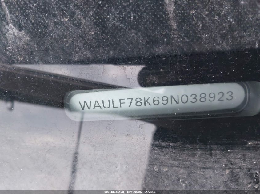 2009 Audi A4 2.0T Premium VIN: WAULF78K69N038923 Lot: 43945433