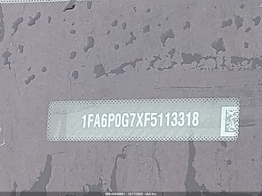 2015 Ford Fusion S VIN: 1FA6P0G7XF5113318 Lot: 43945651