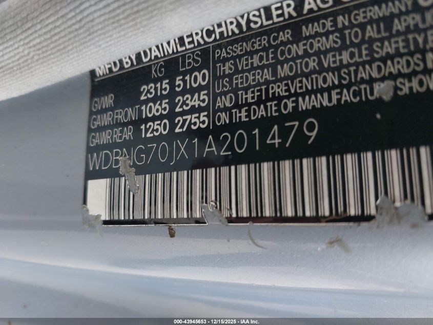 2001 Mercedes-Benz S 430 VIN: WDBNG70JX1A201479 Lot: 43945653