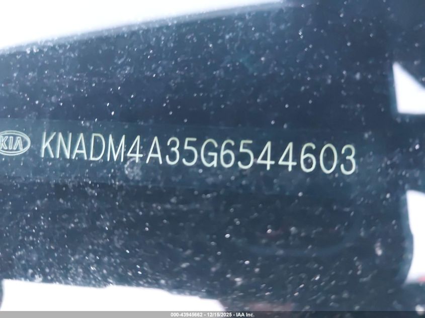 2016 Kia Rio Lx VIN: KNADM4A35G6544603 Lot: 43945662