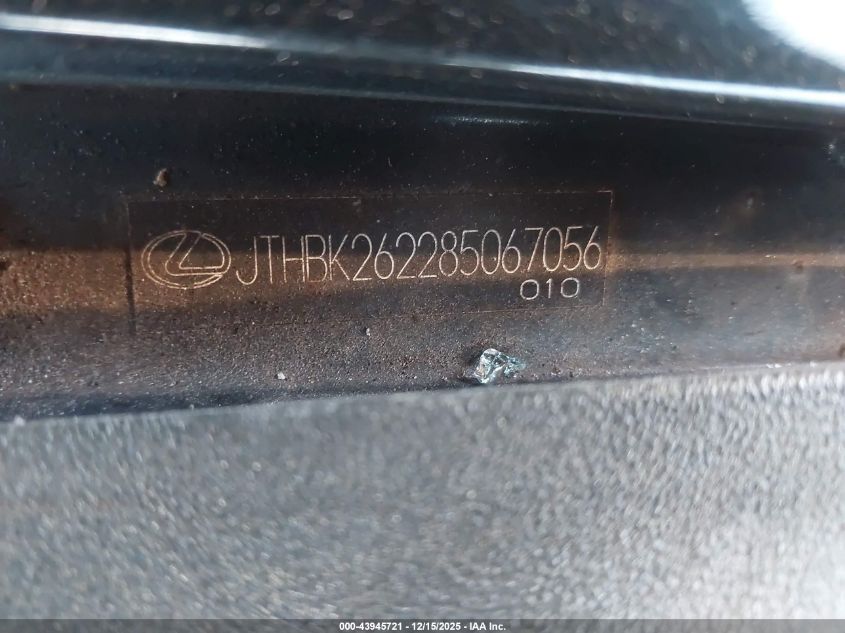 2008 Lexus Is 250 VIN: JTHBK262285067056 Lot: 43945721