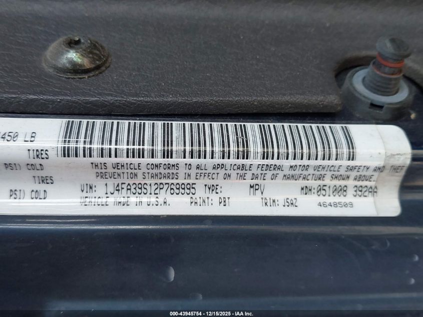 2002 Jeep Wrangler X VIN: 1J4FA39S12P769995 Lot: 43945754