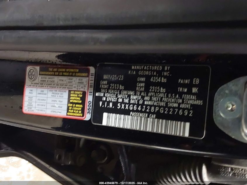 2023 Kia K5 Gt-Line VIN: 5XXG64J28PG227692 Lot: 43945879