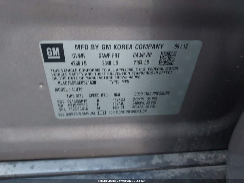 2014 Buick Encore Convenience VIN: KL4CJBSB8EB521638 Lot: 43945887