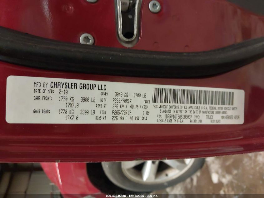 2010 Dodge Ram 1500 Slt/Sport/Trx VIN: 1D7RV1GT8AS189037 Lot: 43945888