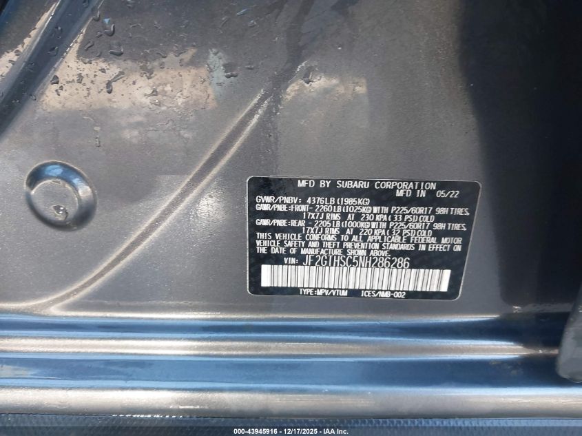 2022 Subaru Crosstrek Sport VIN: JF2GTHSC5NH286286 Lot: 43945916