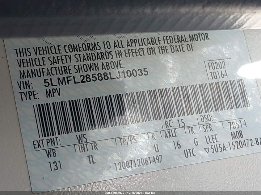 2008 Lincoln Navigator L VIN: 5LMFL28588LJ10035 Lot: 43945972