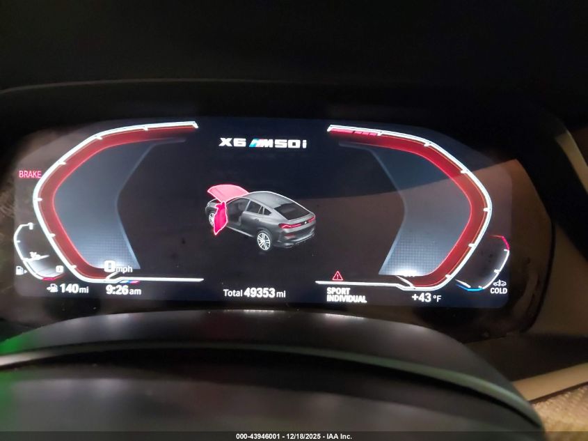 2022 BMW X6 M50I VIN: 5UXCY8C08N9L68931 Lot: 43946001