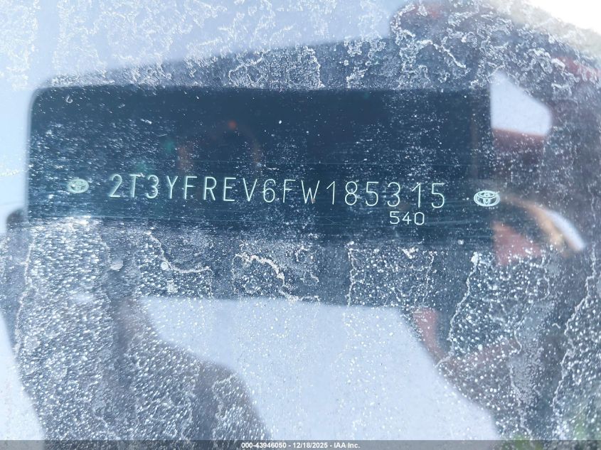 2015 Toyota Rav4 Limited VIN: 2T3YFREV6FW185315 Lot: 43946050